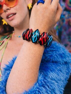 Retro 80’s Zebra Abstract Art Stretch Bracelet